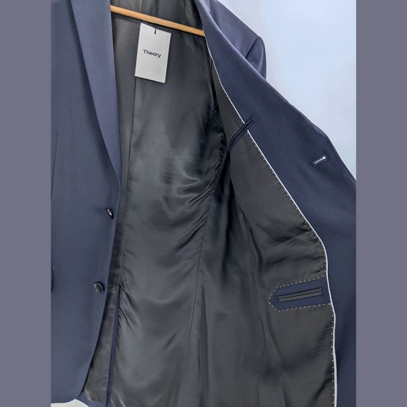 Theory Size 40 L Mens XYLO NP UOMO Suit Jacket with 98% Wool In Deep Navy - Picture 9 of 12